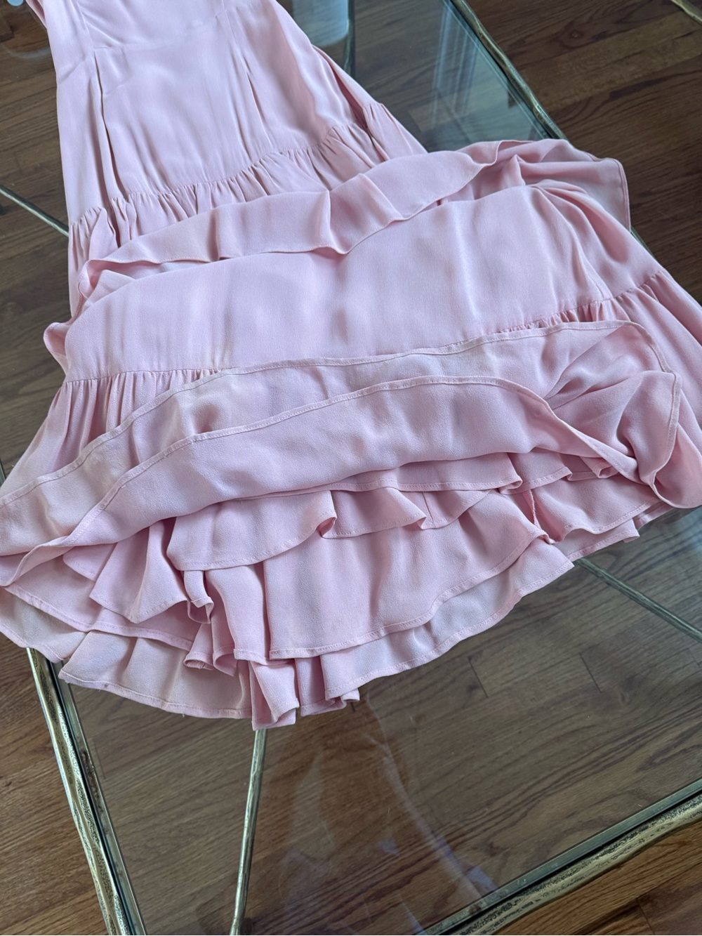 Reformation Foxglove Dress Tiered Spaghetti-Strap Maxi in Blush Size 0 - Picture 7 of 12